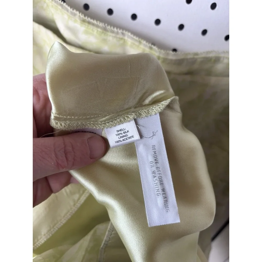 LOFT Women's 6 Light Green Floral Silk Sundress Square‎ Neck Strappy Lined
